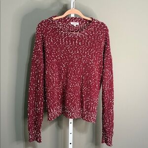 Andree by Unit Bobble Speckled Sweater Size M‎ Maroon White Oversized Cozy Knit